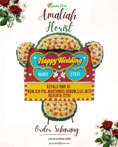 Karangan Papan Bunga Pernikahan di Wek Iii